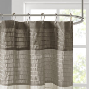 yet beautifully classic shower curtain. The faux silk dupioni fabric has a natural light sheen and drapes beautifully