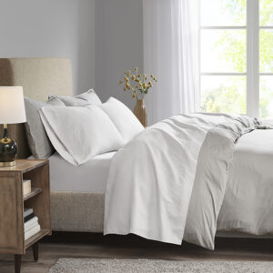 Wrap yourself in a cool and comfortable sleep with this moisture wicking luxurious brushed microfiber sheet set. This soft and lightweight sheet set features 3M Scotchgard moisture treatment that wicks away moisture to keep you cool. Fade and stain resistant