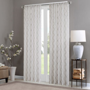 Madison Park’s Irina Diamond Sheer Window Curtain provides an alluring update to your home. An elegant diamond pattern is beautifully embroidered on a soft sheer fabric