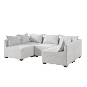 Create a comfortable seating arrangement in your living room with the modern sectional sofa chairs and ottoman. Upholstered in durable and resilient fabric