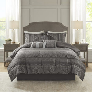 The Madison Park Bellagio 7 Piece Comforter Set offers a luxurious update to your room. Made from polyester jacquard