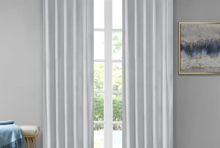 Accentuate your home with the 510 Design Colt Poly Velvet Window Panel Pair. Made from soft solid light grey poly velvet