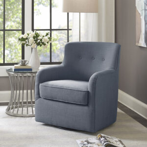 The Madison Park Adele Swivel Chair will add a touch of style and comfort to your home. Upholstered in a blue fabric