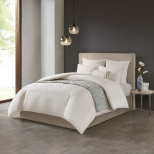 Express your unique style with yarn dyed textural appeal of the N Natori Hanae 3 Piece Duvet Cover Set. The oversized eggshell white duvet cover flaunts a textured fabric that adds dimension to the top of the bed and creates a cottage-inspired allure. Two matching shams feature a textured face with a solid reverse to pair beautifully with the duvet cover