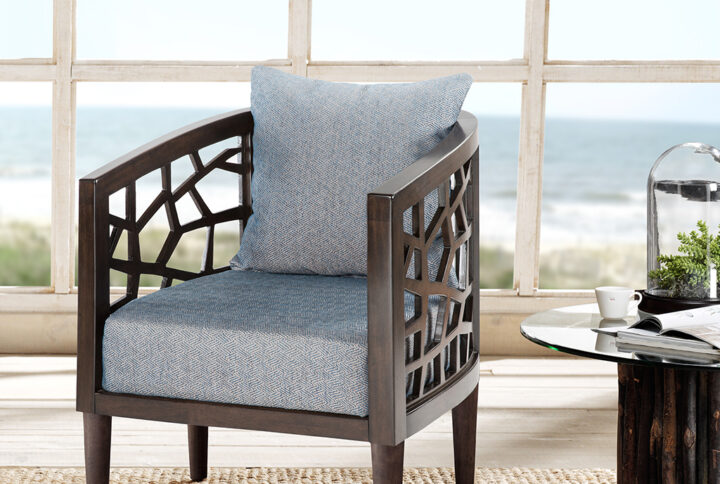 Dress up your decor with mid-century style of the INK+IVY Crackle Accent Chair. Highlighted in a dark morrocco finish