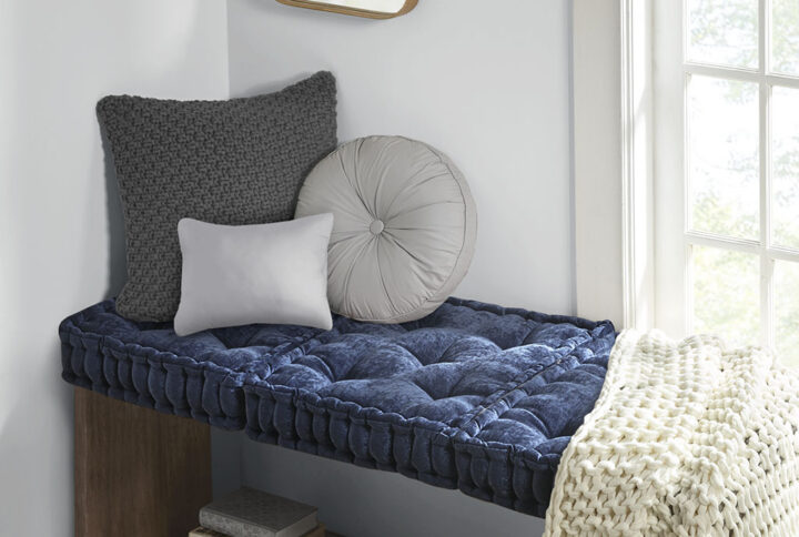 Create a cozy retreat anywhere in your home with our Intelligent Design Azza Chenille Square Floor Pillow Cushion. This floor pillow is featured in a deep navy color for the perfect modern flair