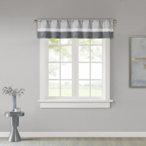 Amherst's modern color block design is a simple way to add style to any room. This window valance features color block stripes in hues of grey and ivory