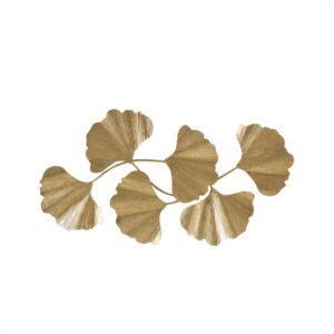 The Martha Stewart Faye Gold Foil Metal Ginkgo Leaf Wall Decor offers a stunning accent piece to elevate your home decor. This metal wall sculpture features a ginkgo leaf design with a gold foil finish for a luxurious transitional look. Easily mount this wall art horizontally with hooks on to your wall to give your home decor a transitional touch with a modern flair.