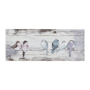 The Madison Park Perched Birds Hand Painted Wood Plank Panel Wall Decor by Artist Elle Summers