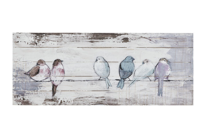 The Madison Park Perched Birds Hand Painted Wood Plank Panel Wall Decor by Artist Elle Summers