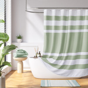 Update your space with the Madison Park Spa Waffle Shower Curtain with 3M Treatment. Featuring a fresh and updated stripe design