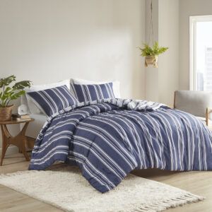 Create a casual farmhouse look in your bedroom with the Intelligent Design Cobi Striped Reversible Comforter Set. This reversible comforter and shams (1 in Twin/TwinXL) feature a striped print that flips the color scheme on the reverse to create two chic country styles. A stain release protection treatment helps to remove most stains during the wash cycle