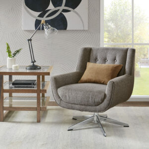 INK+IVY’s Nina Swivel Lounge Chair offers a rich blend of style and comfort to update your home. The modern wing-style back features button tufting that adds a subtle yet elegant accent to the design. A 5-point star base