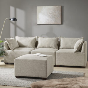 Create a comfortable seating arrangement in your living room with the modern sectional sofa chairs and ottoman. Upholstered in durable and resilient fabric