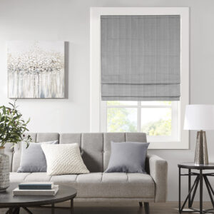 The Madison Park Galen Basket Weave Room Darkening Roman Shade offers a simple and convenient update to your home decor. This charcoal roman shade features a basket weave texture base fabric that creates a natural look and feel. A thermal foambacking on the reverse provides energy efficiency and enhanced privacy. The cordless retraction mechanism makes it easy to open and close the window shade throughout the day