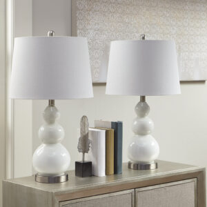 Enhance your space with the Covey Curved Glass Table Lamp