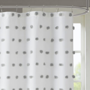 adding beautiful texture and a stylish update to any bathroom. Machine Washable for easy care; Each shower curtain measure 72"x72" and is finished with 12 button holes at the top making it easy to hang; hooks