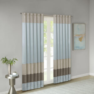 Madison Park Amherst Polyoni Pintuck Window Curtain is a simple way to add style to your room. This window panel features a modern striped design in subtle hues of blue