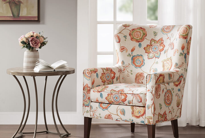 Make a statement in your living room with the Madison Park Colette Accent Chair. The high back and track arms of this stylish accent chair create an elegant silhouette