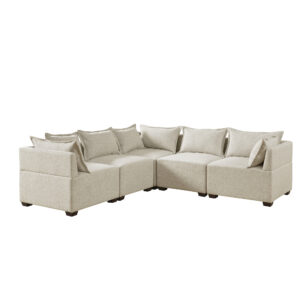 Create a comfortable seating arrangement in your living room with the modern sectional sofa chairs and ottoman. Upholstered in durable and resilient fabric