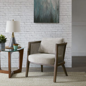 Make a statement in your living space with the unique style of the INK+IVY Sonia Accent Chair. Featuring authentic natural cane inset on the track arms and back