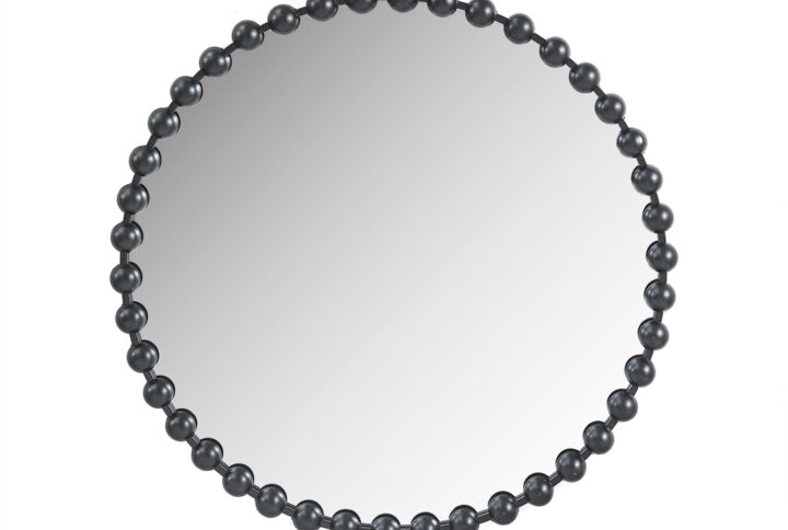 Elevate your home decor with the Madison Park Signature Marlowe Round Black Wall Mirror. This large 36" decorative mirror combines a vintage-inspired beaded frame with a sleek