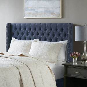 Promote relaxation and style with this glamorous headboard. The upholstered headboard showcases clean and elegant lines with tufted buttons for added charm. The wing back design creates a vintage look