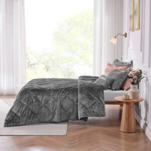 this velvet comforter set uses hypoallergenic filling in the comforter and decorative pillow for extra softness and comfort. Feel the warmth and lustrous beauty of this velvet comforter set when you incorporate it into your bedroom decor. Items in the set may come in a rolled or compressed packaging