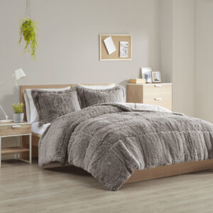 The Intelligent Design Malea Shaggy Long Fur Comforter Mini Set brings a soft contemporary update to your bedroom. The comforter and shams (1 in Twin/TwinXL) feature stylish shaggy faux fur that creates a soft fluffy texture and modern look. The solid plush reverse adds a soft and warm touch. Items in the set may come in a rolled or compressed packaging