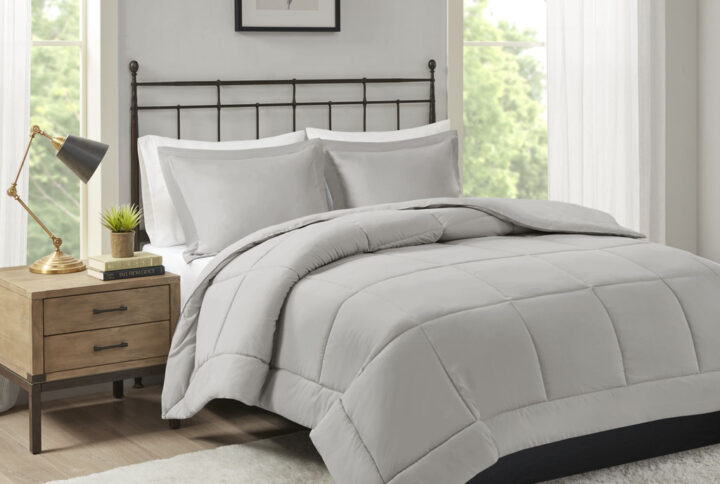 Update your space with the natural style of Madison Park’s Sarasota Microcell Down Alternative Comforter Mini Set. This microcell comforter is extremely soft and presents a simple design for a casual update. Matching shams complete the bedding set. The down alternative filling provides extra warmth and comfort