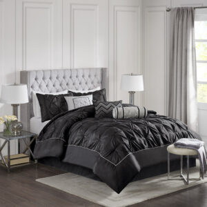 This beautifully tufted bed is from the Laurel Bedding Collection. Its gorgeous