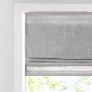 the Madison Park Kyler Linen Blend Light Filtering Roman Shade is an easy addition to freshen up any space. This roman shade features a beautifully textured linen blend fabric in a soft grey tone creating a natural look and feel