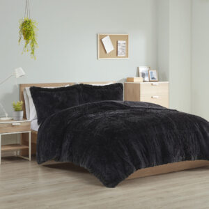 The Intelligent Design Malea Shaggy Long Fur Comforter Mini Set brings a soft contemporary update to your bedroom. The comforter and shams (1 in Twin/TwinXL) feature stylish shaggy faux fur that creates a soft fluffy texture and modern look. The solid plush reverse adds a soft and warm touch. Items in the set may come in a rolled or compressed packaging