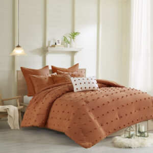 The Urban Habitat Brooklyn Cotton Jacquard Comforter Set features small tufted chenille dots that create a fresh shabby chic look. This comforter set brings a soft and charming update to your bedroom