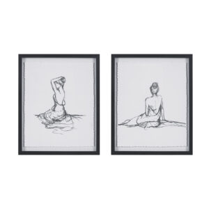 The Madison Park Feminine Figures Sketch 2-piece Framed Glass and Matted Wall Art Set by Artist Elise Green