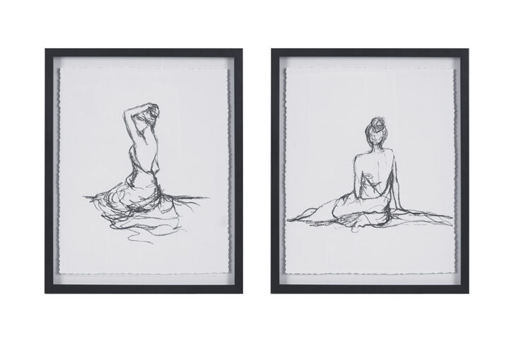 The Madison Park Feminine Figures Sketch 2-piece Framed Glass and Matted Wall Art Set by Artist Elise Green