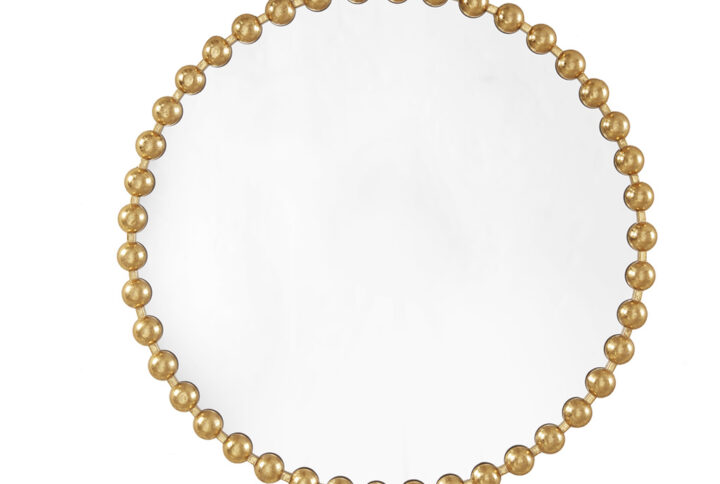 Elevate your home decor with the Madison Park Signature Marlowe Round Gold Wall Mirror. This large 36" decorative mirror features a vintage-inspired beaded frame with a hand-applied antique gold finish