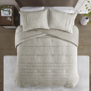 this oversized down alternative comforter showcases a chambray-look and soft feel. A solid