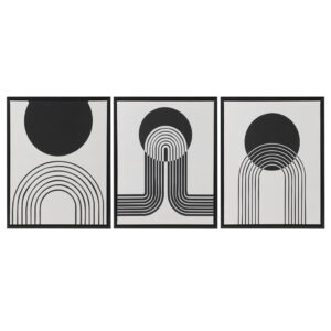 Bring a bold modern touch to your home with the Urban Habitat Cosmic Curl 3-piece Framed Canvas Wall Art Set by Artist 9 Lives Studio. Each wall art piece features different curved geometric designs