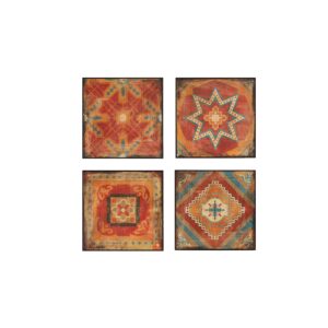 Add flair with this Moroccan Tile 4-piece Framed Art Set which incorporates bold and spice colors that will warm any wall of your home. This 4 piece set is printed on paper