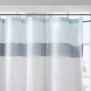 this shower curtain flaunts an elegantly intricate pattern in beautiful blue hues for a traditional look. Embroidered detailing adds texture and charm to the design