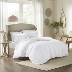 Elevate your bedroom with the Madison Park Celeste 4 Piece Microfiber 2-in-1 Duvet Set