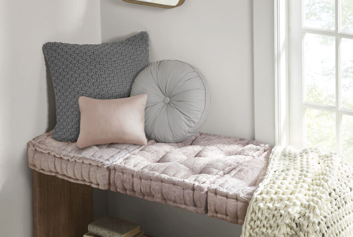 Create a cozy retreat anywhere in your home with our Intelligent Design Azza Chenille Square Floor Pillow Cushion. This floor pillow is featured in a soft blush color for the perfect feminine flair