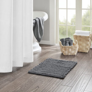 The Madison Park Lasso 100% Cotton Chenille Chain Stitch Rug provides a soft textural update to your bathroom decor. This cotton chenille bath rug features a woven chain stitch design that creates dimension and texture