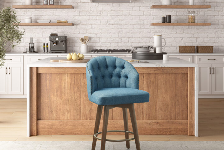 Add an exquisite transitional appeal to your dining area with the Madison Park Onyx Swivel Counter Stool. Designed in a barrel style