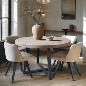 casual meals and cozy coffee chats. The table comfortably seats 4 people and is easy to put together wih leg assembly required.