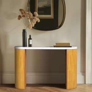 Enhance your entryway with the sophisticated charm of the Layana Oval Console Table by INK+IVY. Perfect as an entryway table