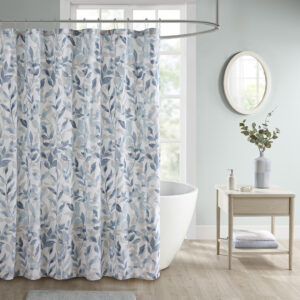 Our Madison Park Essentials Sofia Botanical Printed Shower Curtain provides the perfect soft and fresh update to any bathroom decor. This shower curtain features a multi blue hued botanical print on a crisp white ground