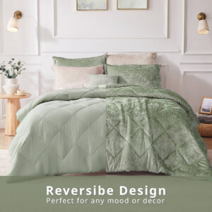 green comforter features a quilted diamond top that adds dimension to the glamorous look. Matching shams (1 for Twin/Twin XL Sizes) coordinate with the velvet comforter