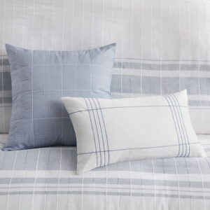 for a modest farmhouse look. The duvet cover comes with button closures and 4 inner ties to prevent any shifting (insert not included).  Included are 1 square and 1 oblong decorative pillow adding textural layers to your bed. The polyester pillow filling is also hypoallergenic